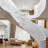 Modern Ring Crystal Chandelier Dimming Spiral Crystal LED Chandelier, Modern 4-Tier Ring Pendant Light for High Ceiling Staircases