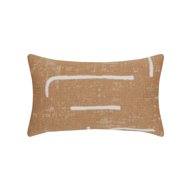 Instinct Square Indoor/Outdoor Pillow Cover & Insert, Camel, 2 Piece Set, Rectangular 12" H x 20" W