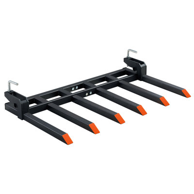 ToughSite Workforce Essentials Heavy-Duty 6-Tine Clamp on Pallet Forks, 4000 lbs Capacity, double nut construction, to Clean Debris, or Yard Waste, Black