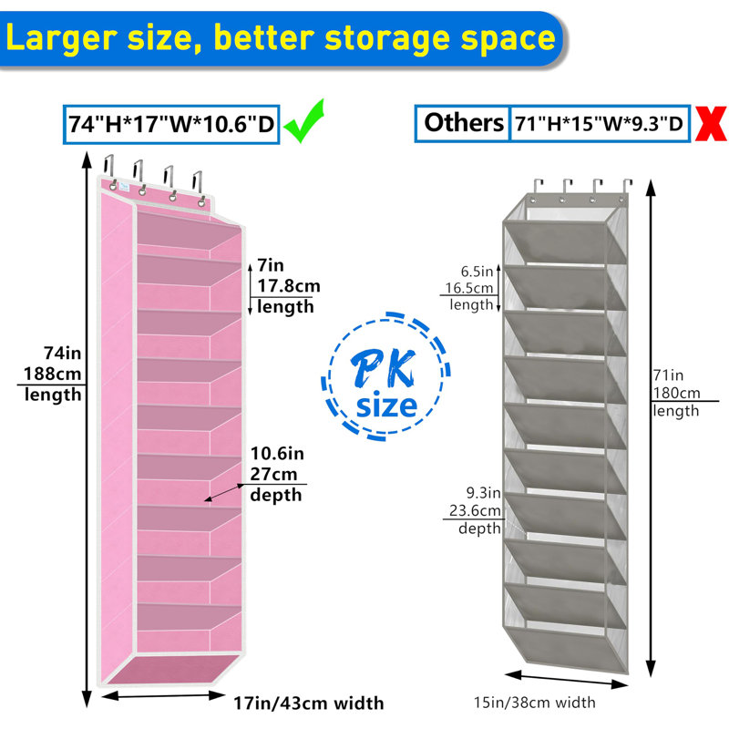 Over The Door Shoe Organizer, 20-30 Pairs of Shoes Storage Rack, Pink