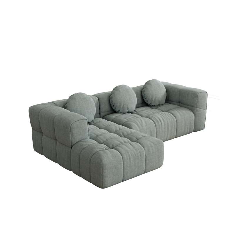 Canapé modulaire 2 pièces Boneless, Face à la gauche, Chenille bleu / gris