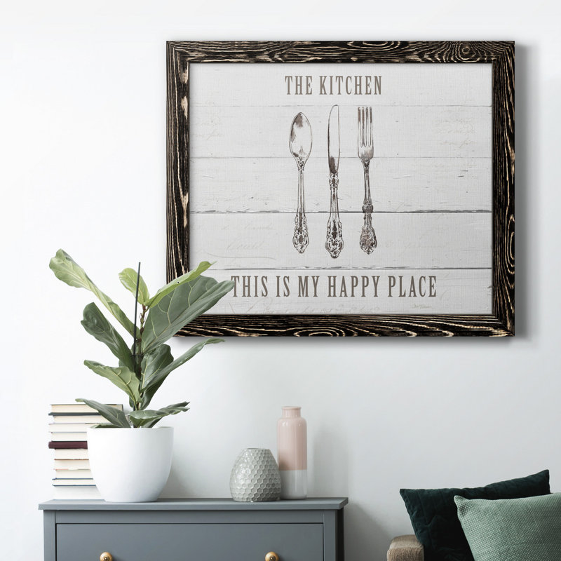 Kitchen Happy Place - Publicité sur cadre photo sur toile, H 24 po x l 18 po x P 1,5 po, Noir