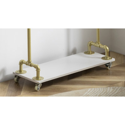 Child Garment Rack, Industrial Pipes Dress Up Racks, Child Garment Racks, Kids Clothing Racks, Clothes Hanging Rack With Storage Shelf Organizers Shelves Shelving, Gold