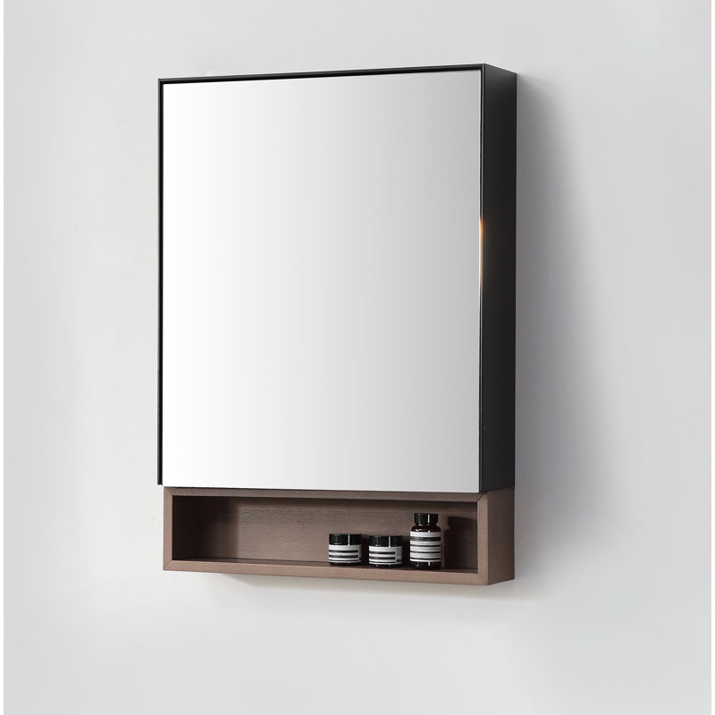 Bergen 24" Medicine Cabinet, Matte Black/Chestnut Oak