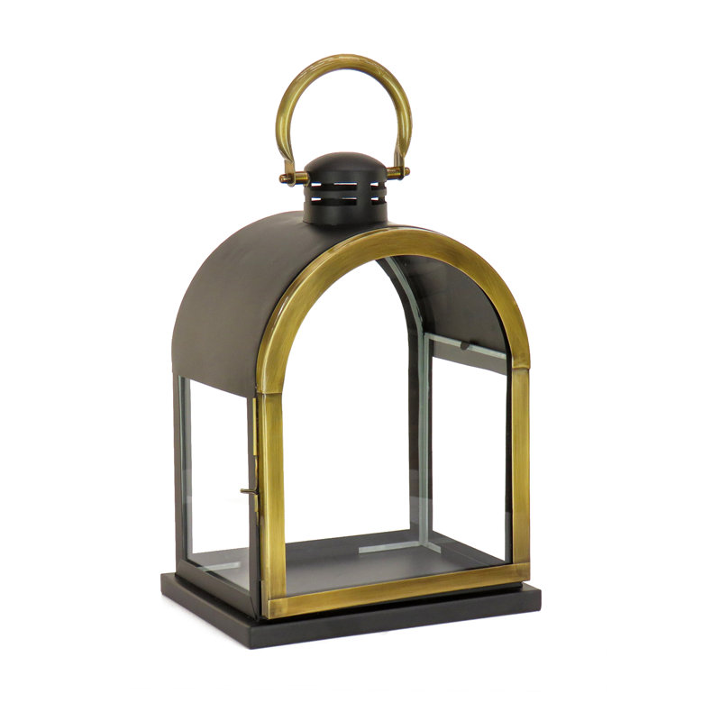 Stainless Steel Tabletop Lantern, 17.7" H x 7.9" W x 11.8" D