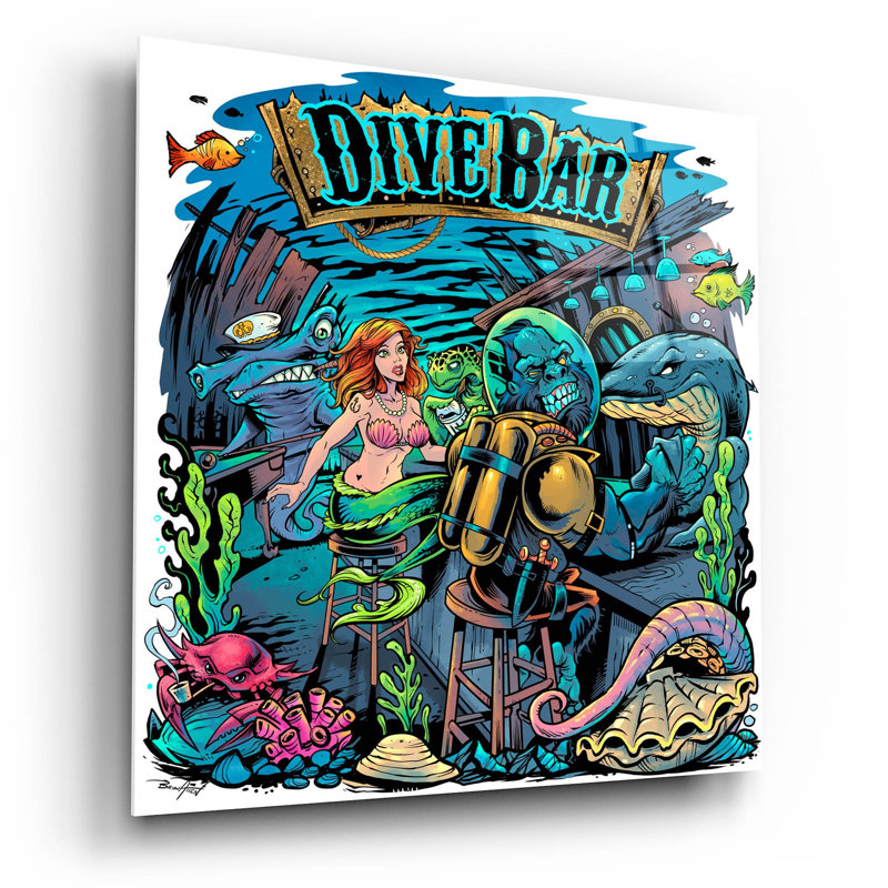 «Dive Bar On» par Flyland Designs Print, H 12 po x l 12 po x P 0,13 po