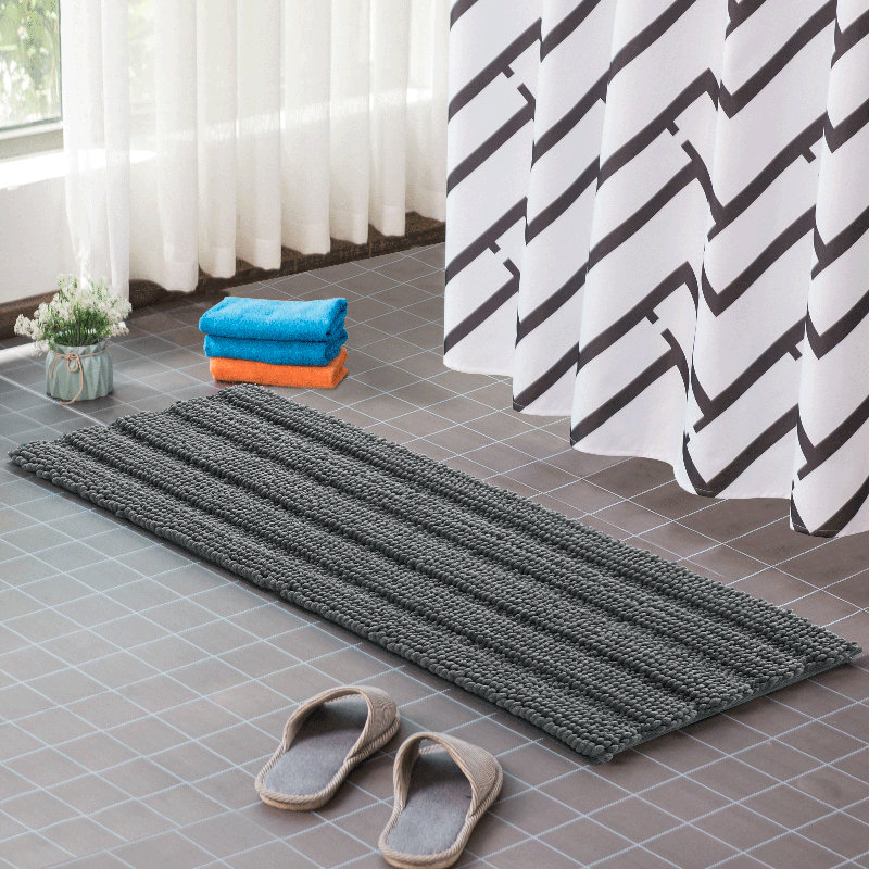Tapis de salle de bain en chenille douce Chenault, tapis de bain rectangulaire en microfibre à envers antidérapant, séchage rapide