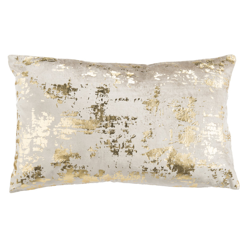 Abstract Cotton Blend Reversible Throw Pillow, Beige/Gold, 12" x 36"