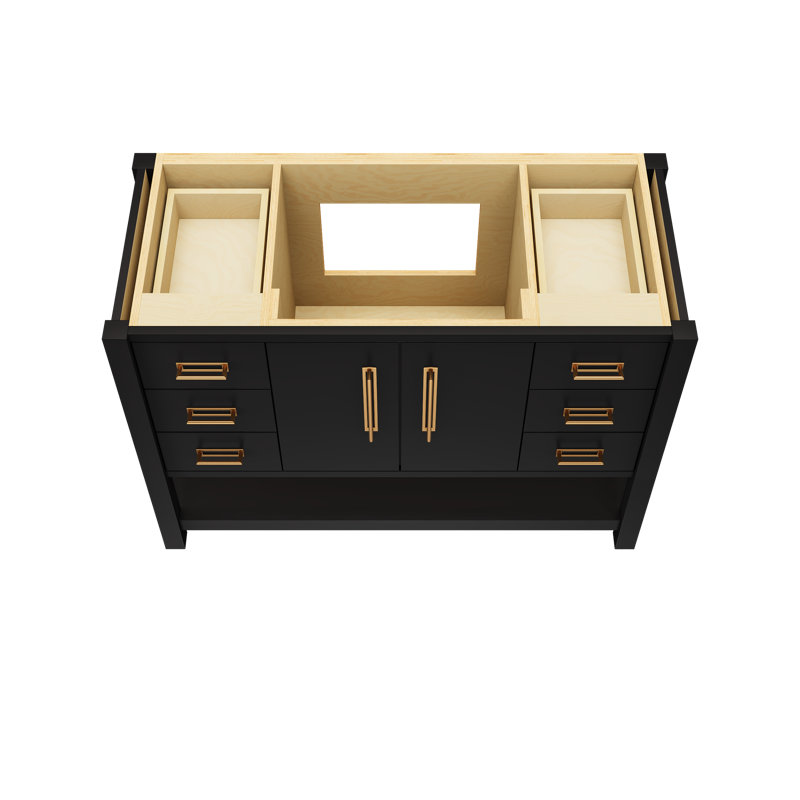 Kiawah Single Extra Wide Bath Vanity, Noir, Satin Gold, 48"