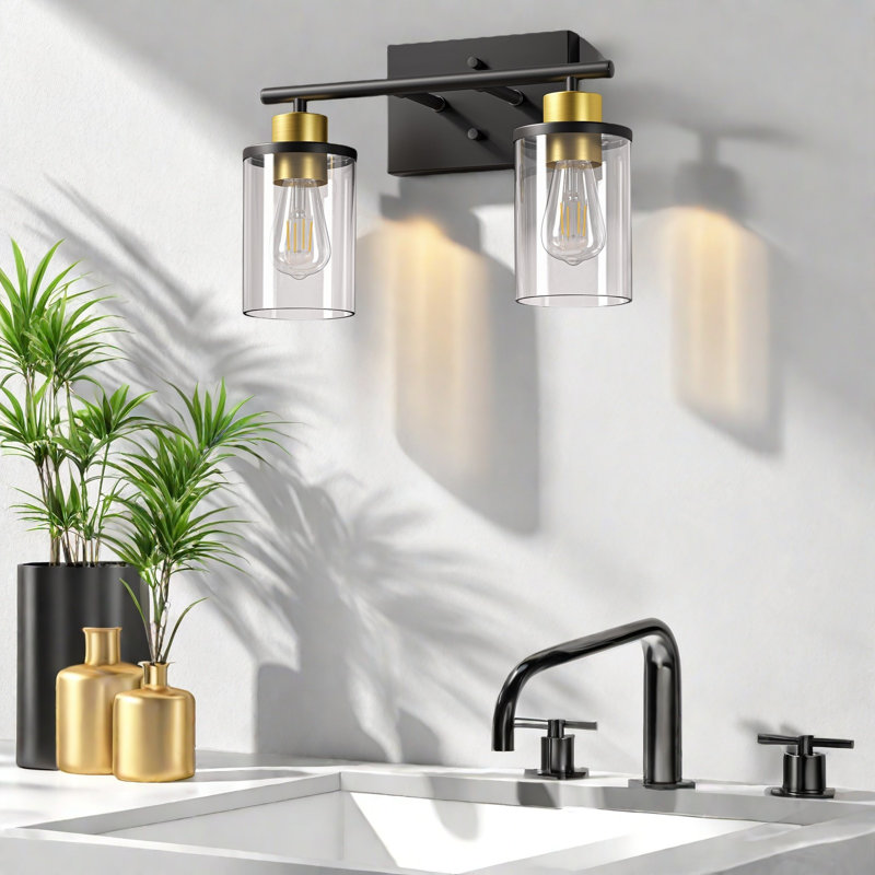 Luminaire de meuble-lavabo moderne 2 lumières au-dessus d'un miroir