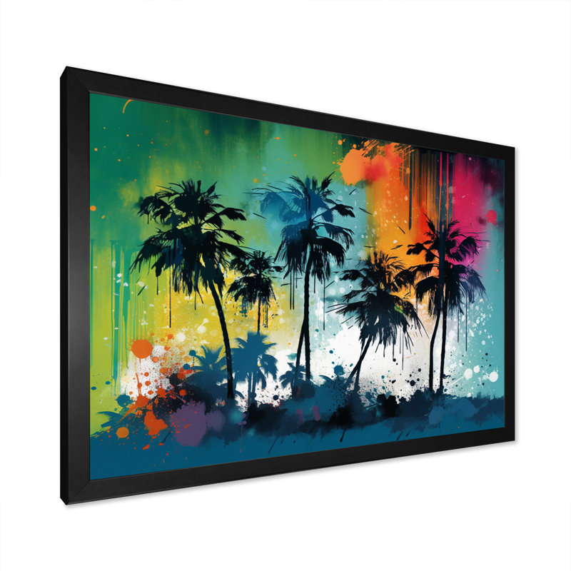 Vibrant Palm Trees I - Modern Landscape Beach, impressions sur toile, H 16 po x l 32 po x P 1 po