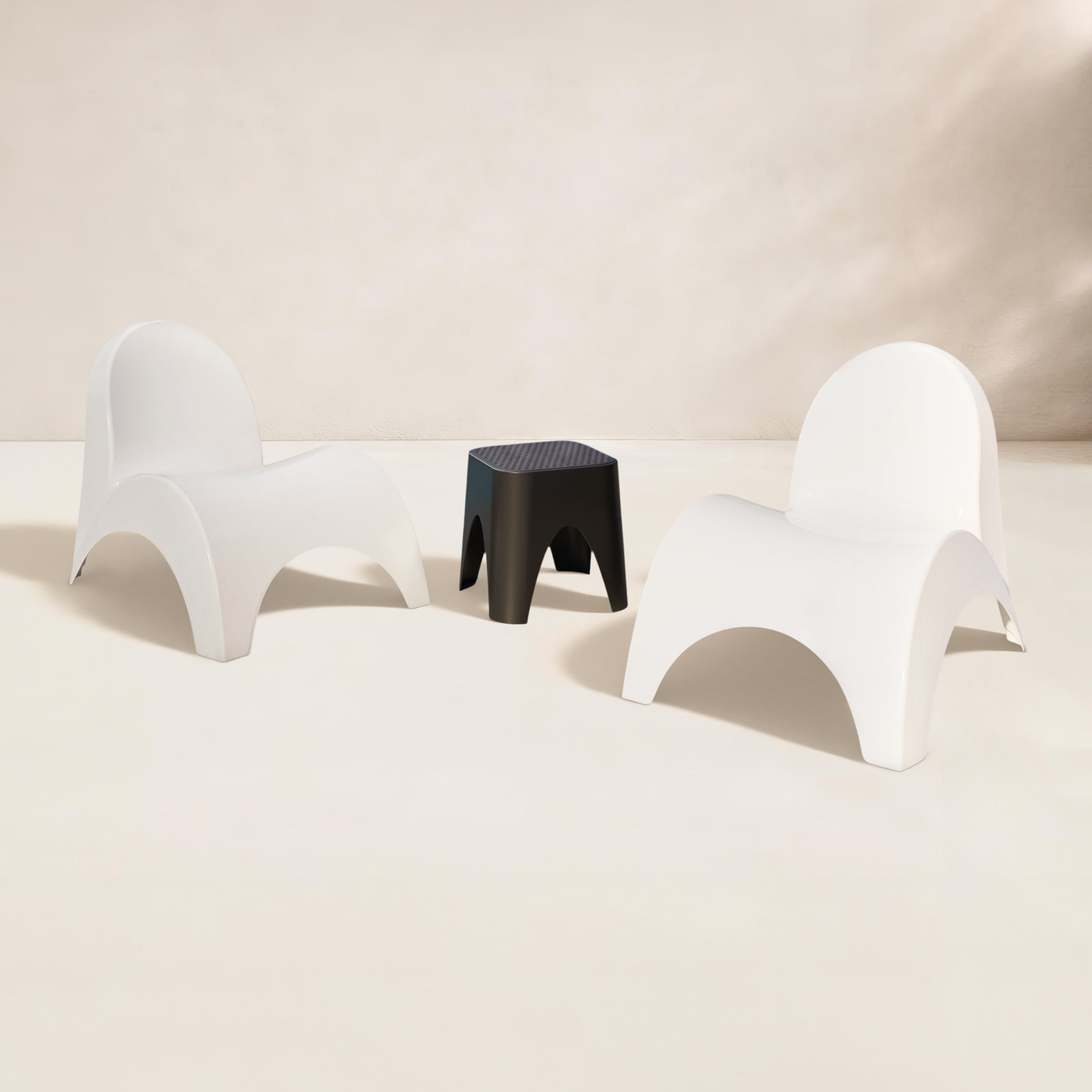 Frederick 2-Person Patio Seating Group, White/Black