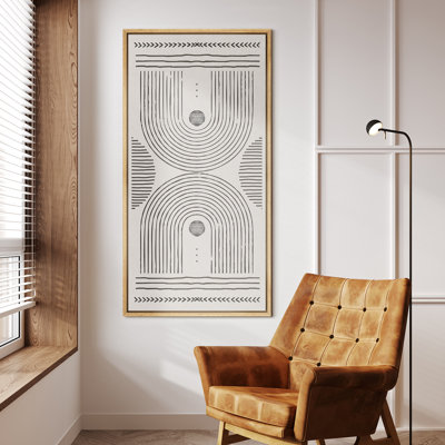 Abstract Black White Geometric Line Minimalist Modern Panoramic Horizontal Neutral Wall Art Decor