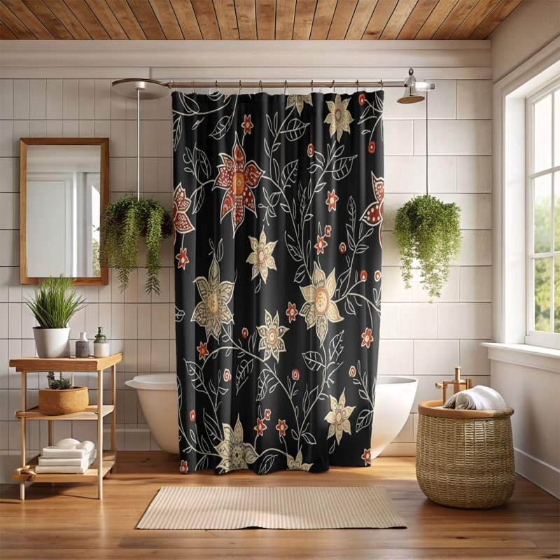 Rideau de douche Batik Garden - Premium, H 74 po x l 71 po