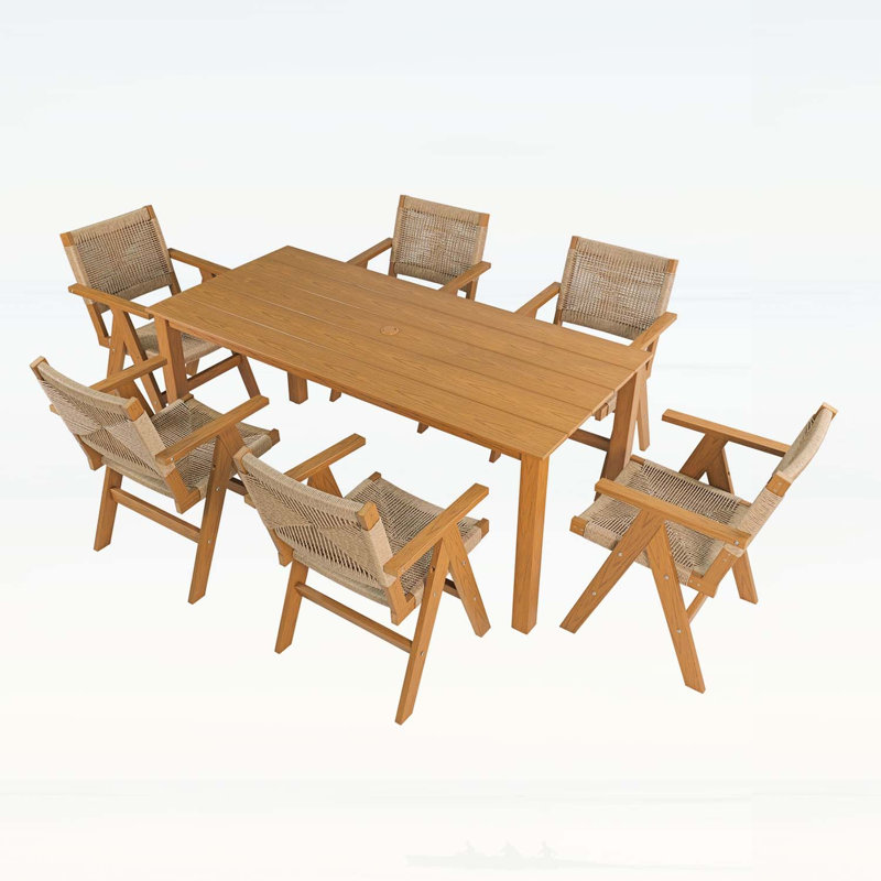 Table de salle à manger simple de 68,9 pouces de haute qualité pour les pique-niques et les repas de patio, matériau HPS durable
