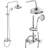 Traditional Exposed Rain Shower System with Handheld Spray, 8'' Wall Mounted Brass Shower Fixture with Adjustable Straight Riser and Cross Handles-129935735
