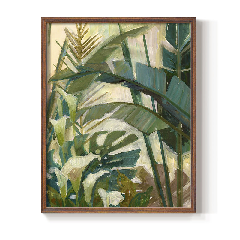 New Tropical Framed Print - Solid Wood, Brown, 10" H x 8" W