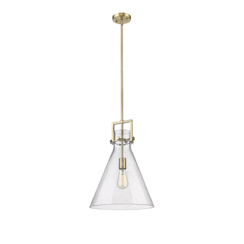 Coterie 1 - Light Single Drop Pendant Pendant, Brushed Brass, 19.13" H x 14" W x 14" D, Seedy