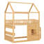 Lit de maison blanc en bois pleine grandeur avec éclairage à DEL doux, caractéristiques et tablette peu encombrante, garde-corps pour dormir-130115563