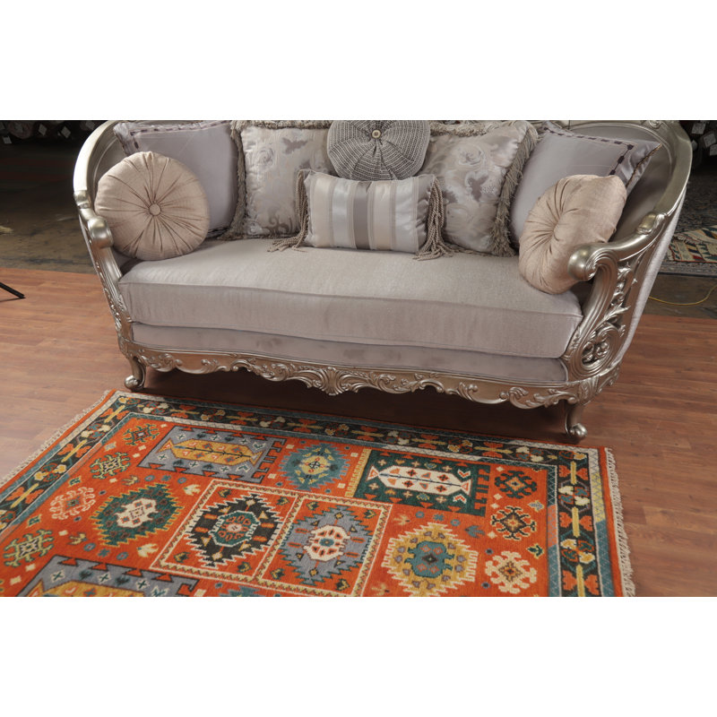 Tapis indien géométrique Kazak 4 x 6