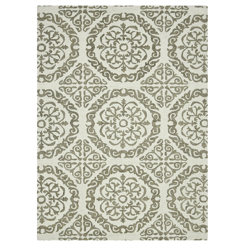 Hand Tufted Wool Geometric Indoor Rug, Rectangle 5' x 7'6"