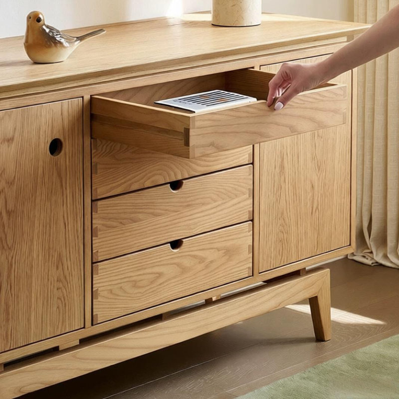 Buffet simple en bois massif avec rangement, H 29,52 po x l 51,18 po x P 18,89 po
