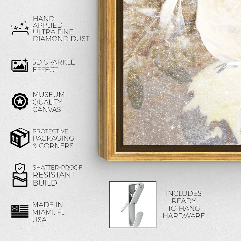 Serving Ranunculus Diamond Dust Shimmer Abstract Framed Canvas by Oliver Gal, 31" H x 46" W