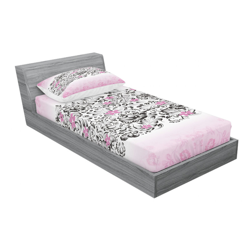 Microfiber Floral Sheet Set, Twin XL Sheet Set + Fitted Sheet + 1 Pillowcase