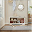 Banc de rangement à chaussures 28,74 "avec armoire à 2 portes, banc à chaussures avec coussin, tablettes réglables