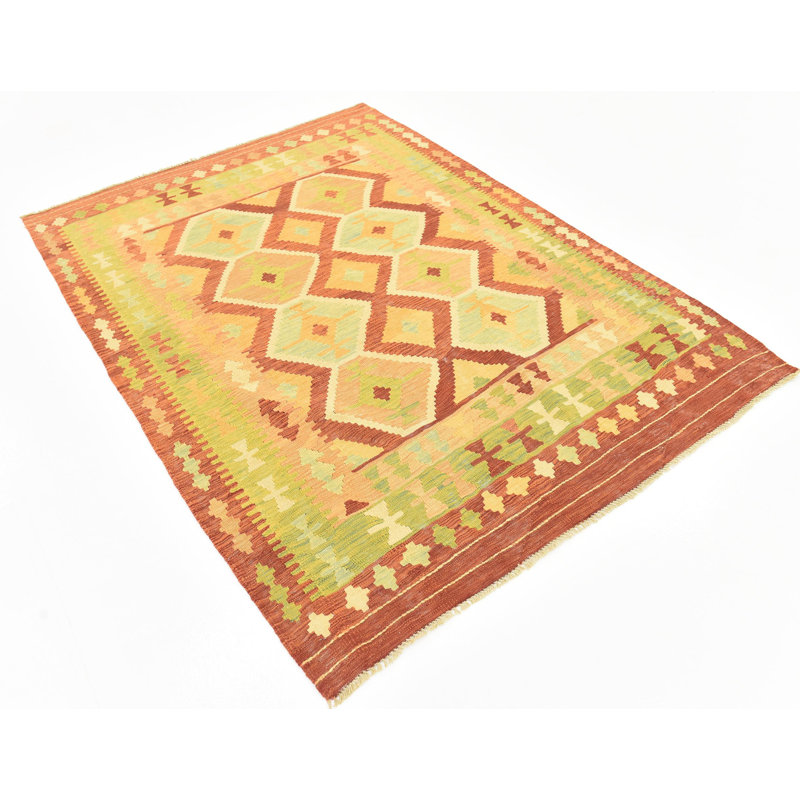 Tapis de zone en laine 5 pi x 6 pi 7 po one-of-kind main-noué la Elland