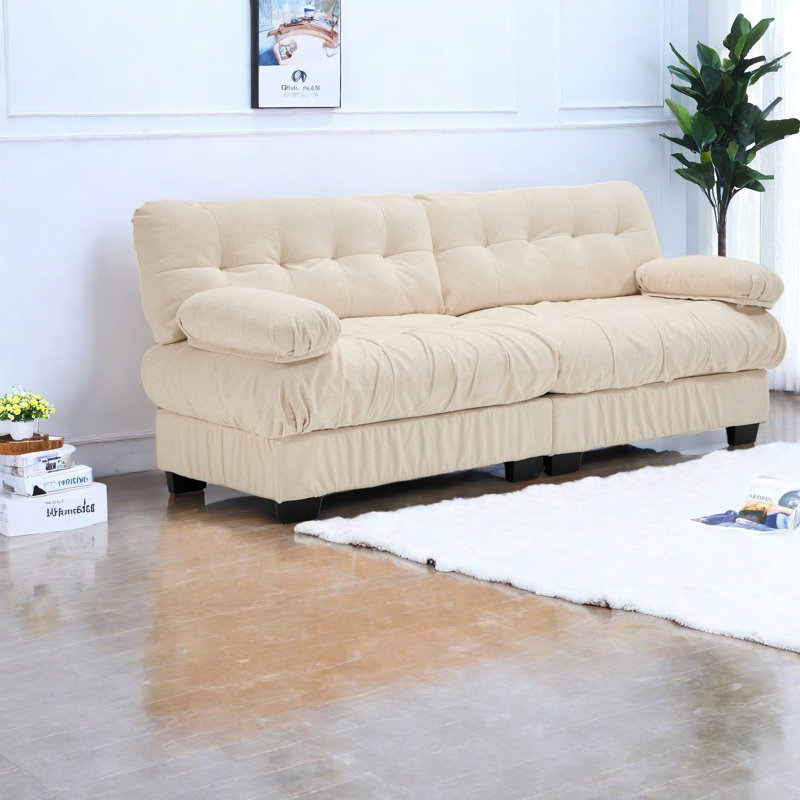 Canapés profonds à assise profonde, canapé beige moderne à structure en bois pour la maison