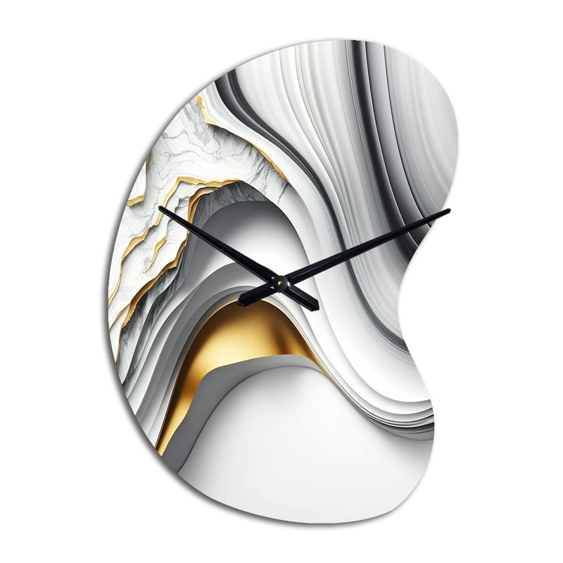 «Abstract Geode Waves» - horloges murales asymétriques abstraites, horloge murale, Petit
