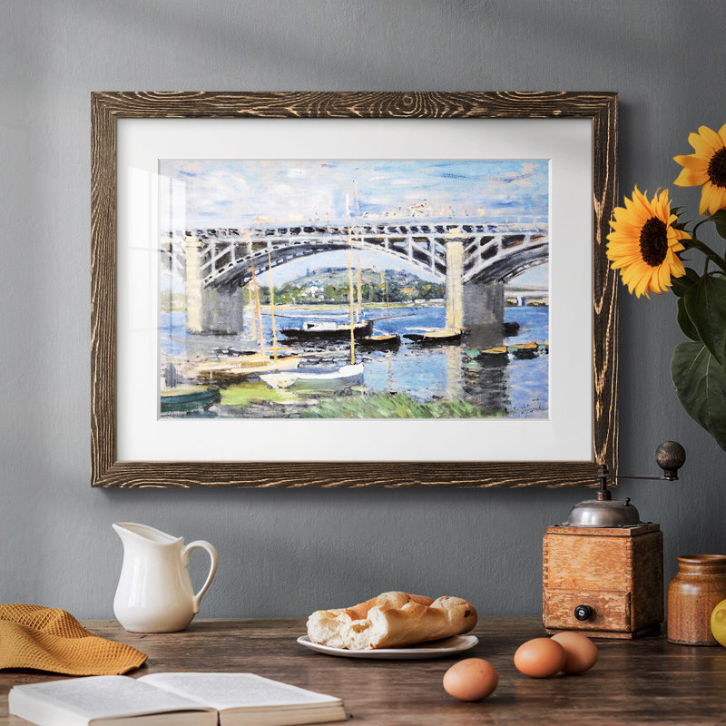 Le pont sur la seine, 1874 - reproduction d'un seul cadre photo, Noyer, H 22 po x l 32 po