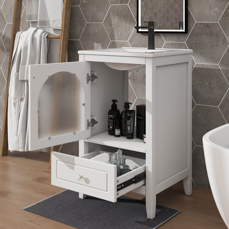Meuble-lavabo avec lavabo 20 po, Blanc