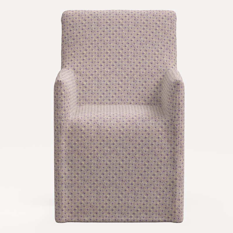 Rekha Slipcover Dining Chair, Jr Aalap Lavender Geometric