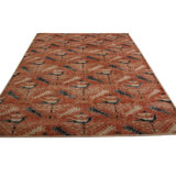 Rug & Kilim's Homage Geometric Floral Beige Pink And Blue Wool Custom Rug