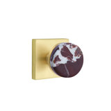 Emtek Select Privacy Knobset w/ Square Rosette & Conical Stem, Rosso Levanto Marble Knob (CF)