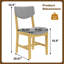 Chaise de salle à manger rustique 4 pièces - Structure en bois massif avec coussin en tissu gris, chaise d'appoint rembourrée pour la cuisine, la salle à manger, le salon, naturel-130557881-130557880