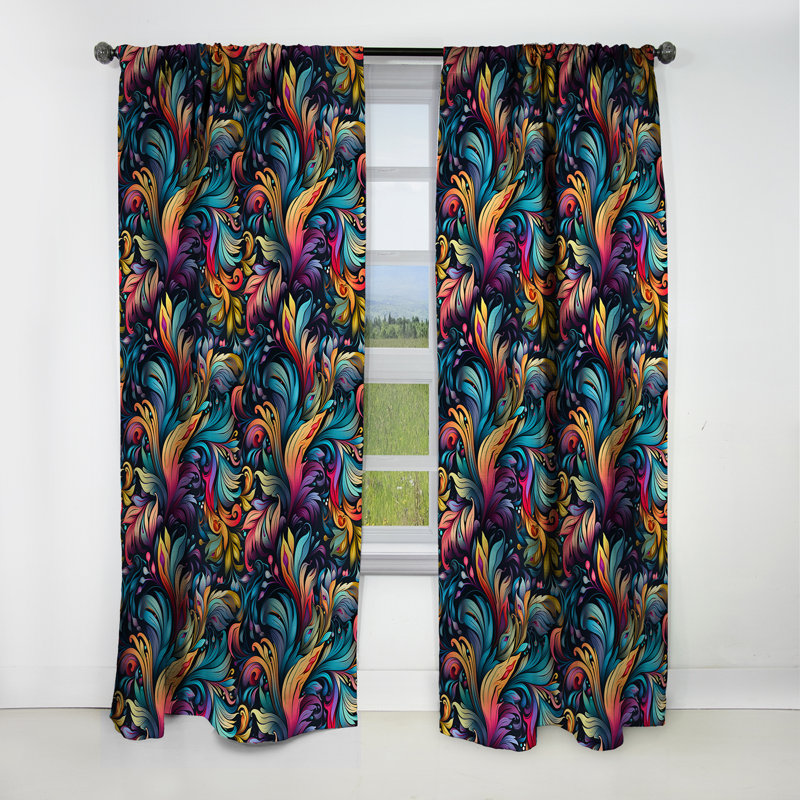 Mélange artistique Boho Motif IV - Rideau floral - Rideau occultant floral - 1 panneaux, L 52 po x L 120 po