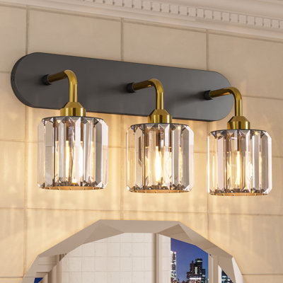 Dimmable Bathroom Vanity Light with Crystal Shade