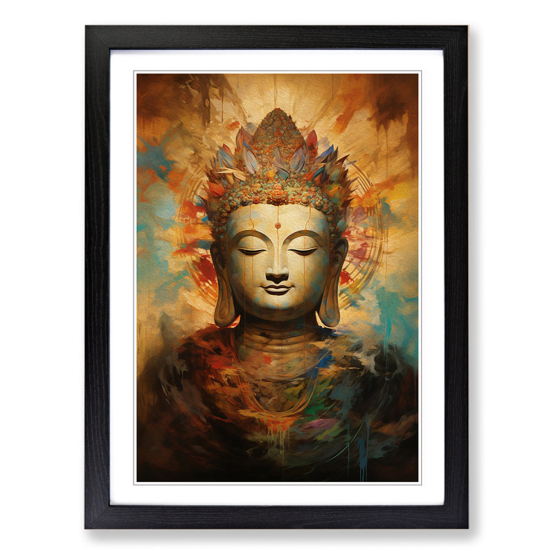 Buddha Modern Art - Framed Print, 46cm H x 34cm W x 2cm D, Black Framed