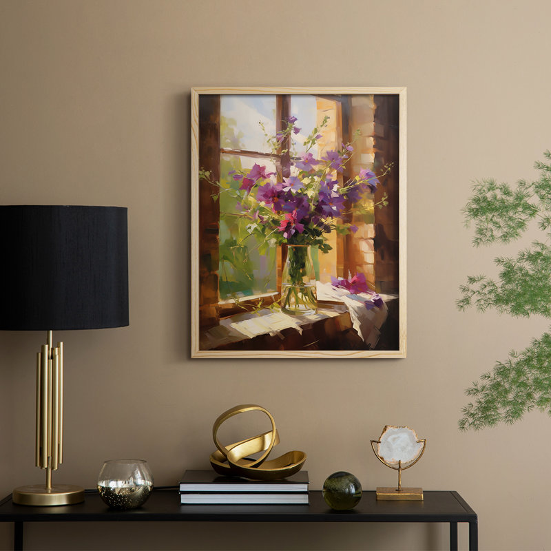 Reproduction encadrée FLORAL Series DCCXC - bois massif, Naturel, H 21 po x l 17 po