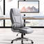 Chaise de bureau à haut dossier avec pivot à 360 degrés et accoudoirs souples, rembourrage épais en similicuir gris