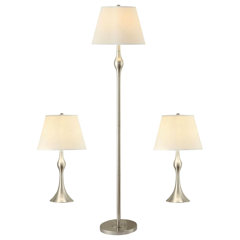 Ensemble de lampes beige et nickel brossé 3 pièces