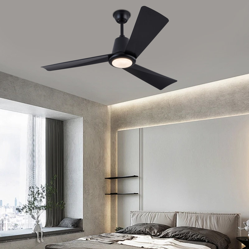 Modern Dimmable Ceiling Fan Light With Remote Control, 21.65" H x 42" W