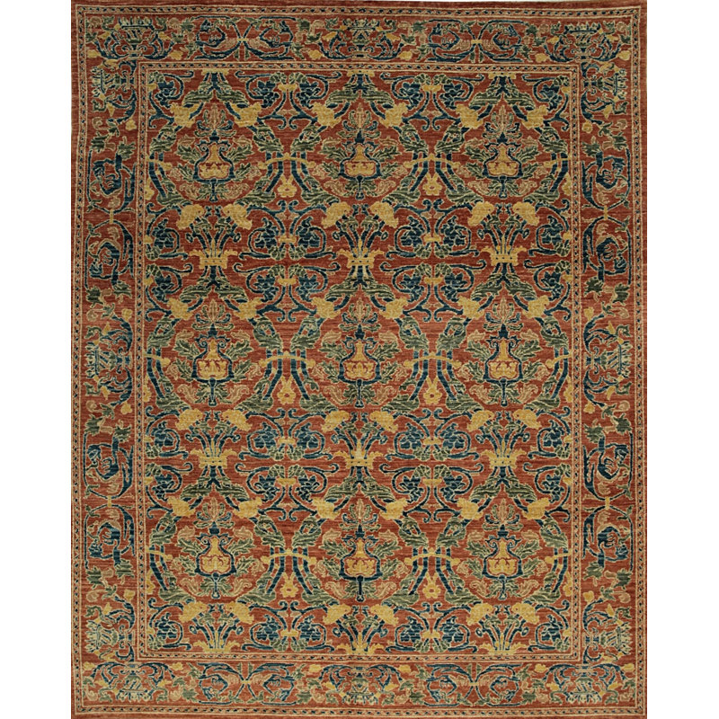 Tapis contemporain corail en laine noué à la main Coral, 8 pi x 10 pi