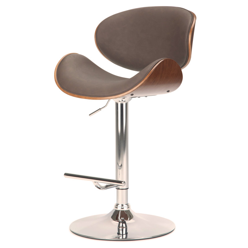 Bentwood Adjustable Swivel Bar Stool , Brown, Distressed Brown