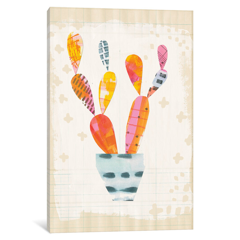 «Collage Cactus IV.A, impression sur toile tendue, H 60 po x l 40po x P 1,5 po, Pas de tapis, Toile tendue