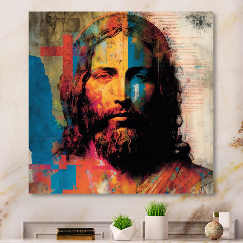 Pop Art Portrait de Jésus III, H 16 po x l 16 po x P 1 po, Toile tendue