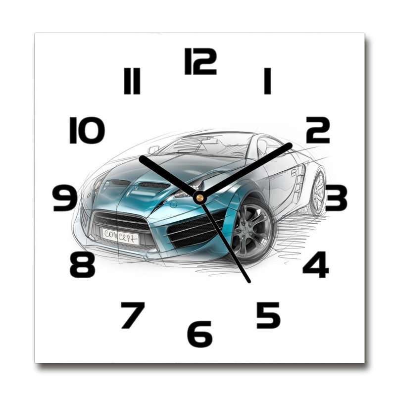 Herwick Glass Wall Clock, Black/Blue/Grey